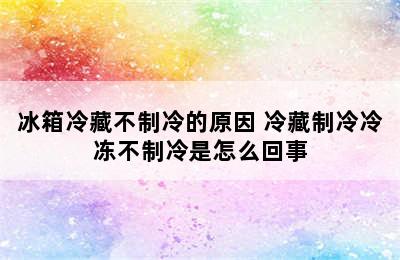 冰箱冷藏不制冷的原因 冷藏制冷冷冻不制冷是怎么回事